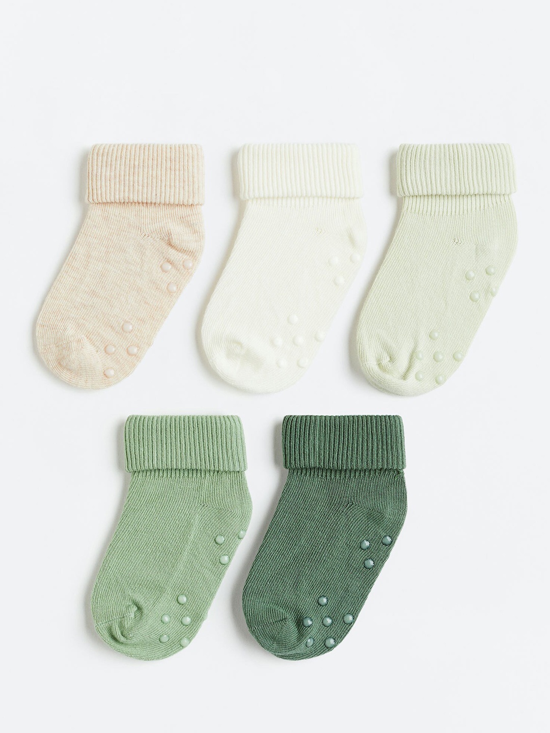

H&M Boys Pack Of 5 Patterned Anti Slip Ankle Length Socks, Beige