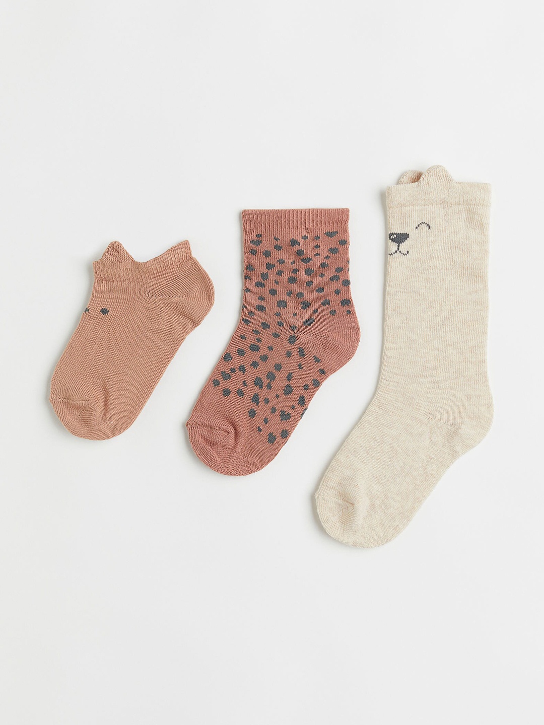 

H&M Infant Boys 3-Pack Mixed Socks, Beige