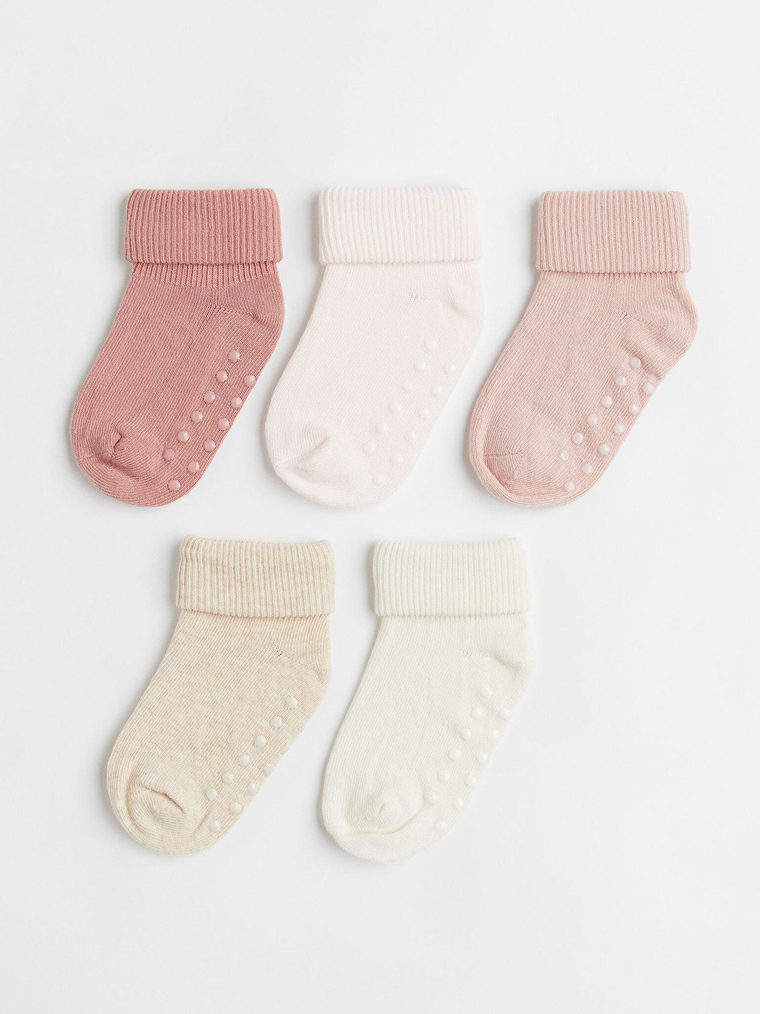 

H&M Infant Boys 5-Pack Anti-Slip Socks, Beige