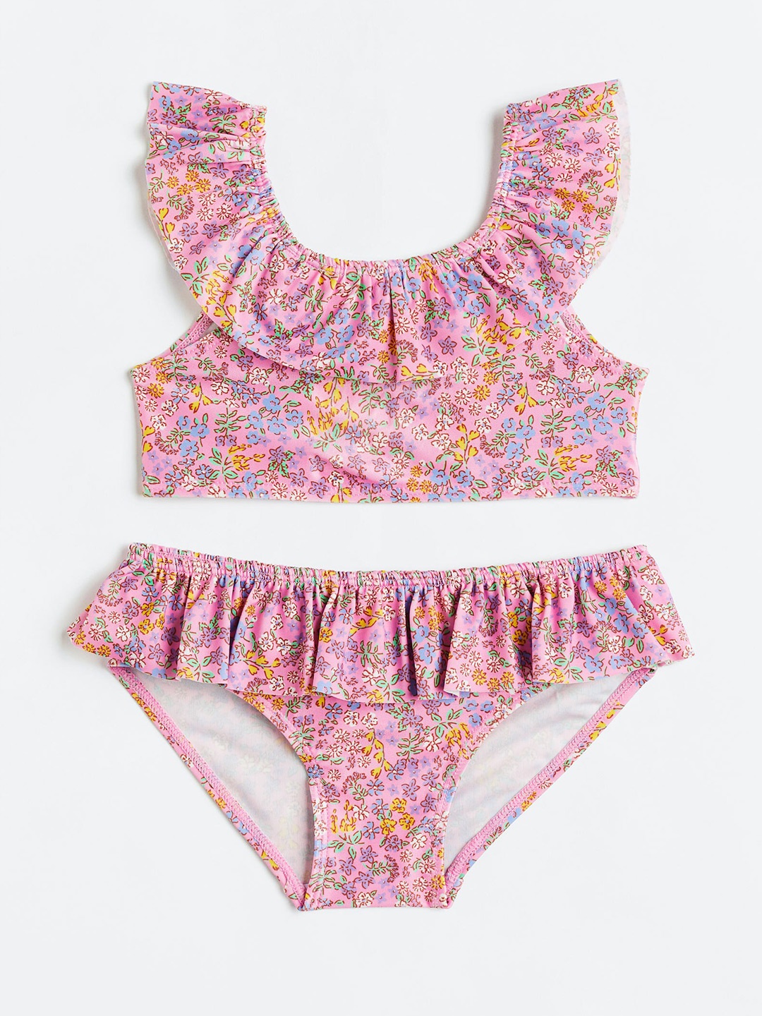 

H&M Girls Patterned Flounced Bikini, Pink