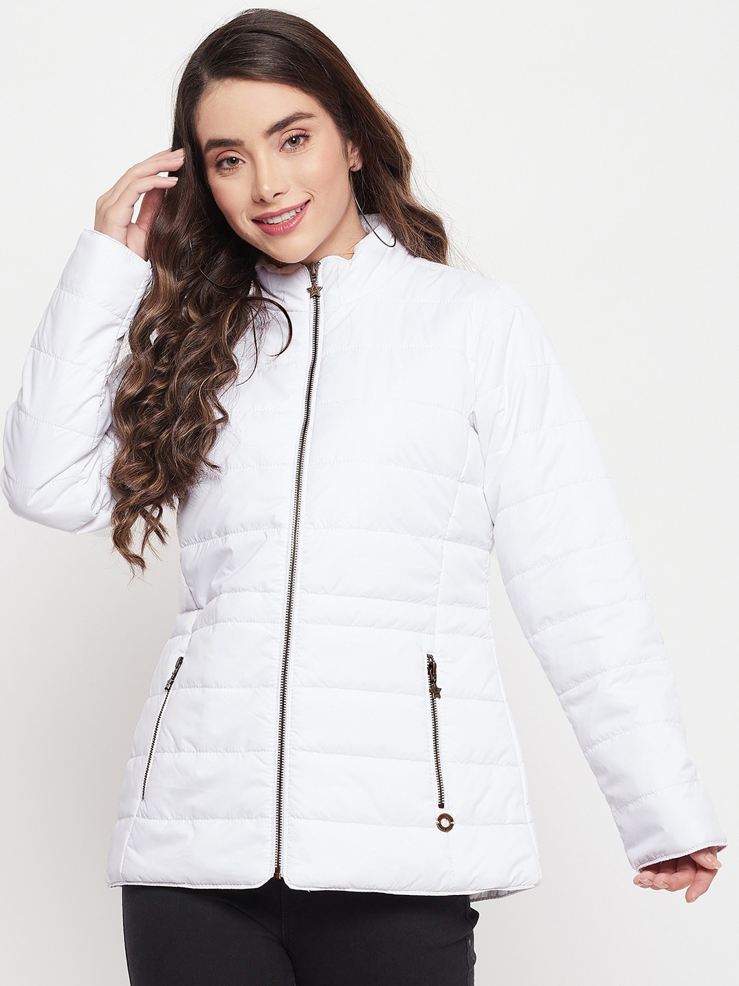 

Duke Women Mock Neck Padded Jacket, White