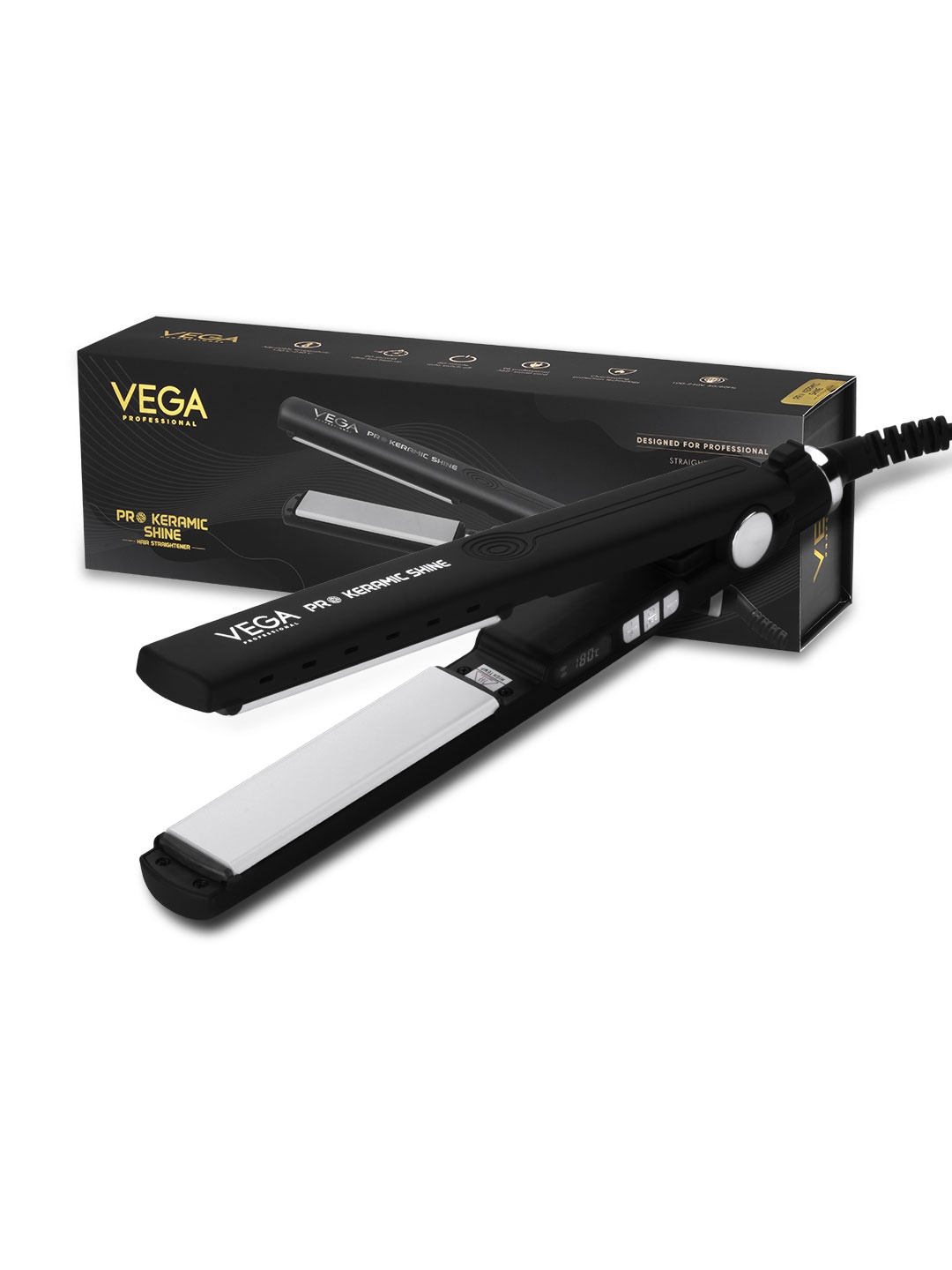 

VEGA PROFESSIONAL VPPHS-05 Pro Keramic Shine Hair Straightener - Black