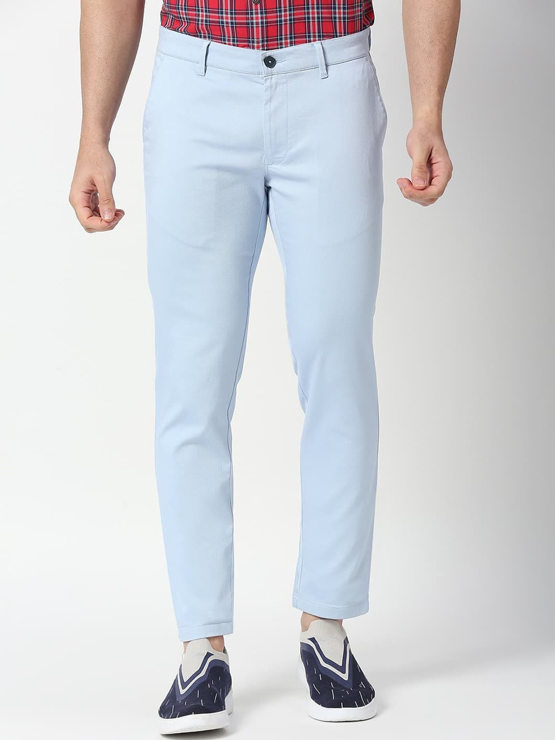 

Basics Men Tapered Fit Cotton Casual Trousers, Blue