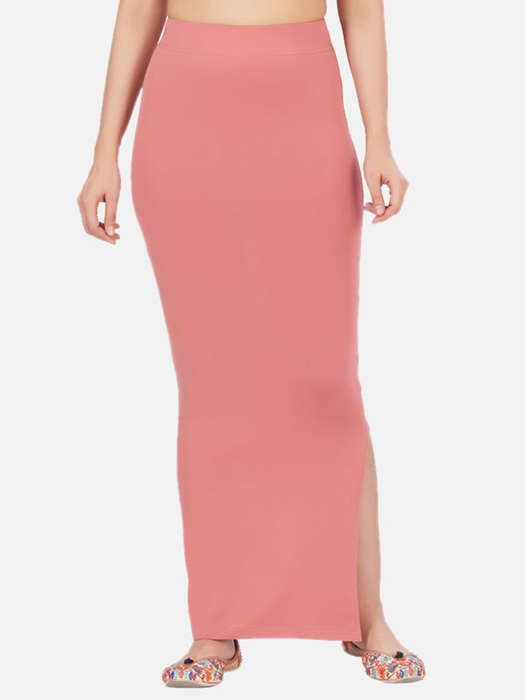 

Studio Shringaar High Rise Side Slit Stretchable Cotton Lycra Saree Shapewear, Peach
