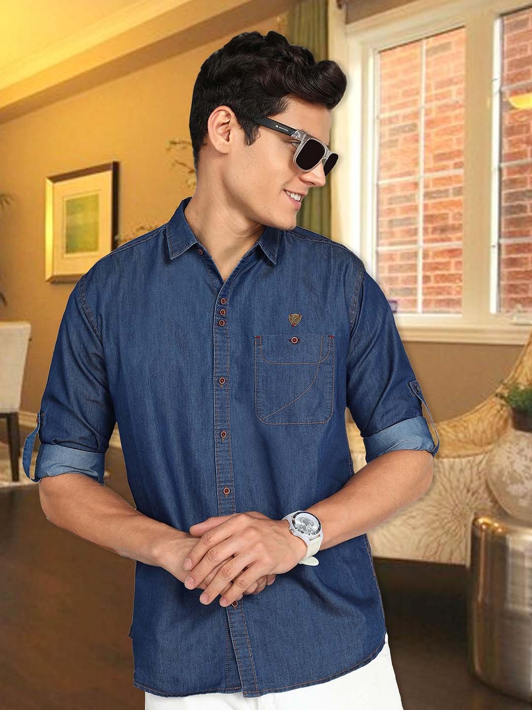 

Kuons Avenue Smart Slim Fit Opaque Casual Shirt, Blue