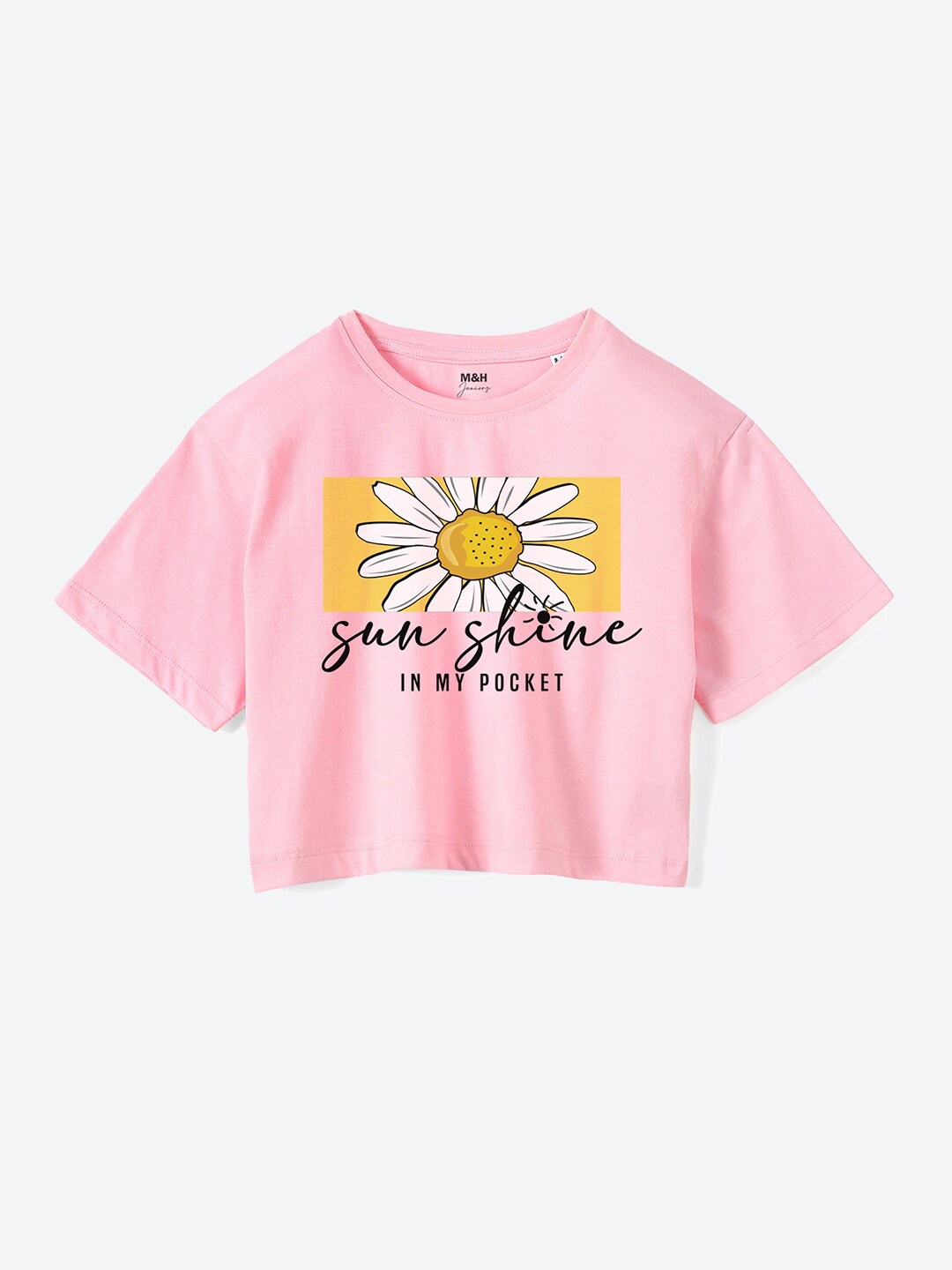 

Mast & Harbour Girls Pink Floral Printed Pure Cotton Boxy T-shirt
