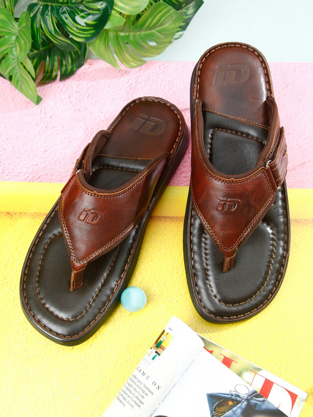 

ID Leather Comfort Sandals, Tan