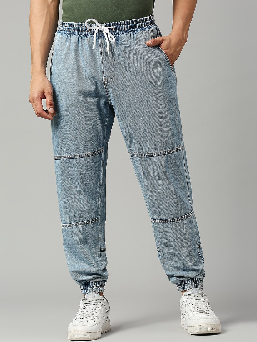 

LOVEGEN Men Relaxed-Fit Clean Look Cotton Jogger Jeans, Blue