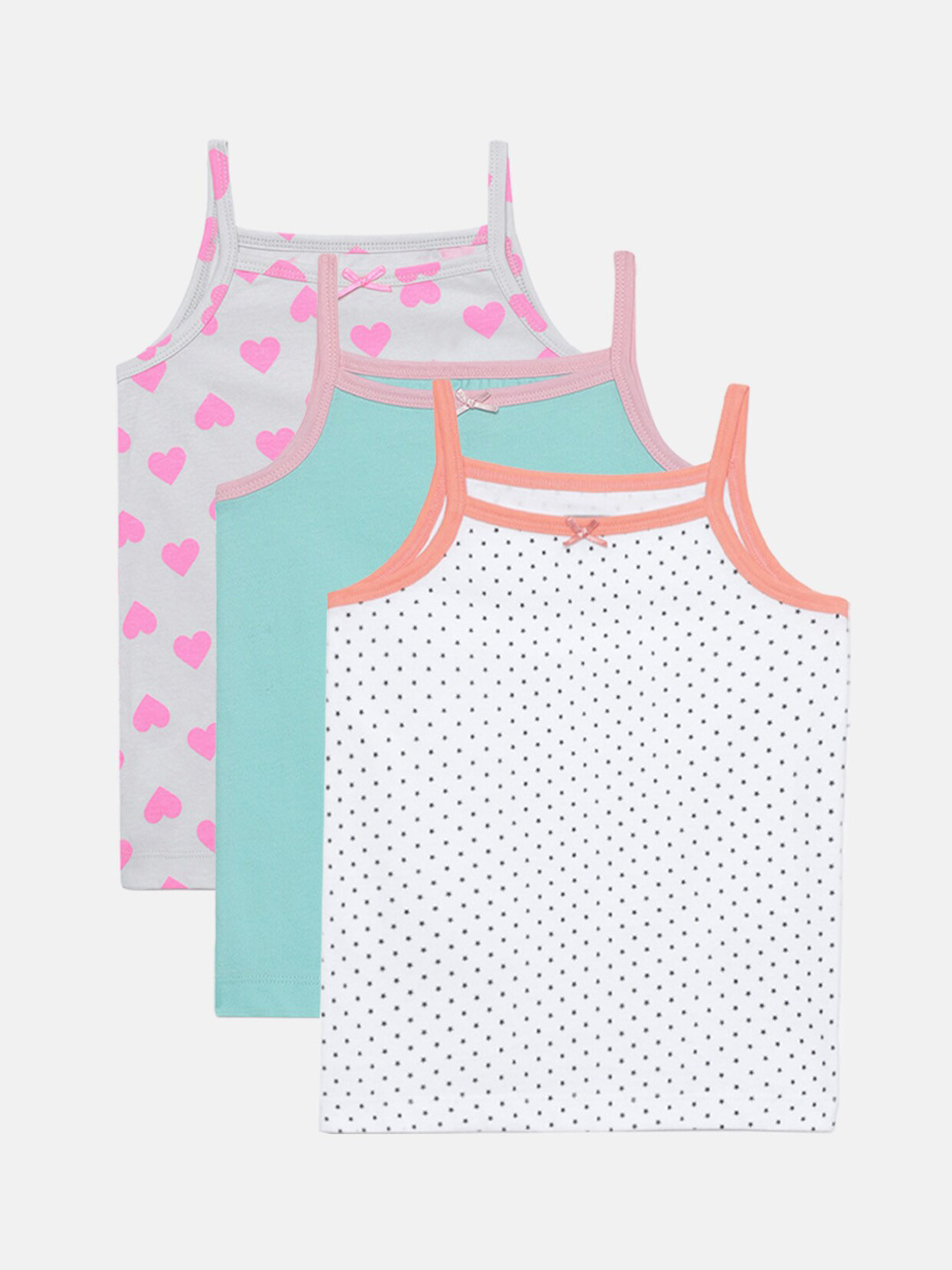 

mackly Girls Pack Of 3 Printed Cotton Camisoles, White