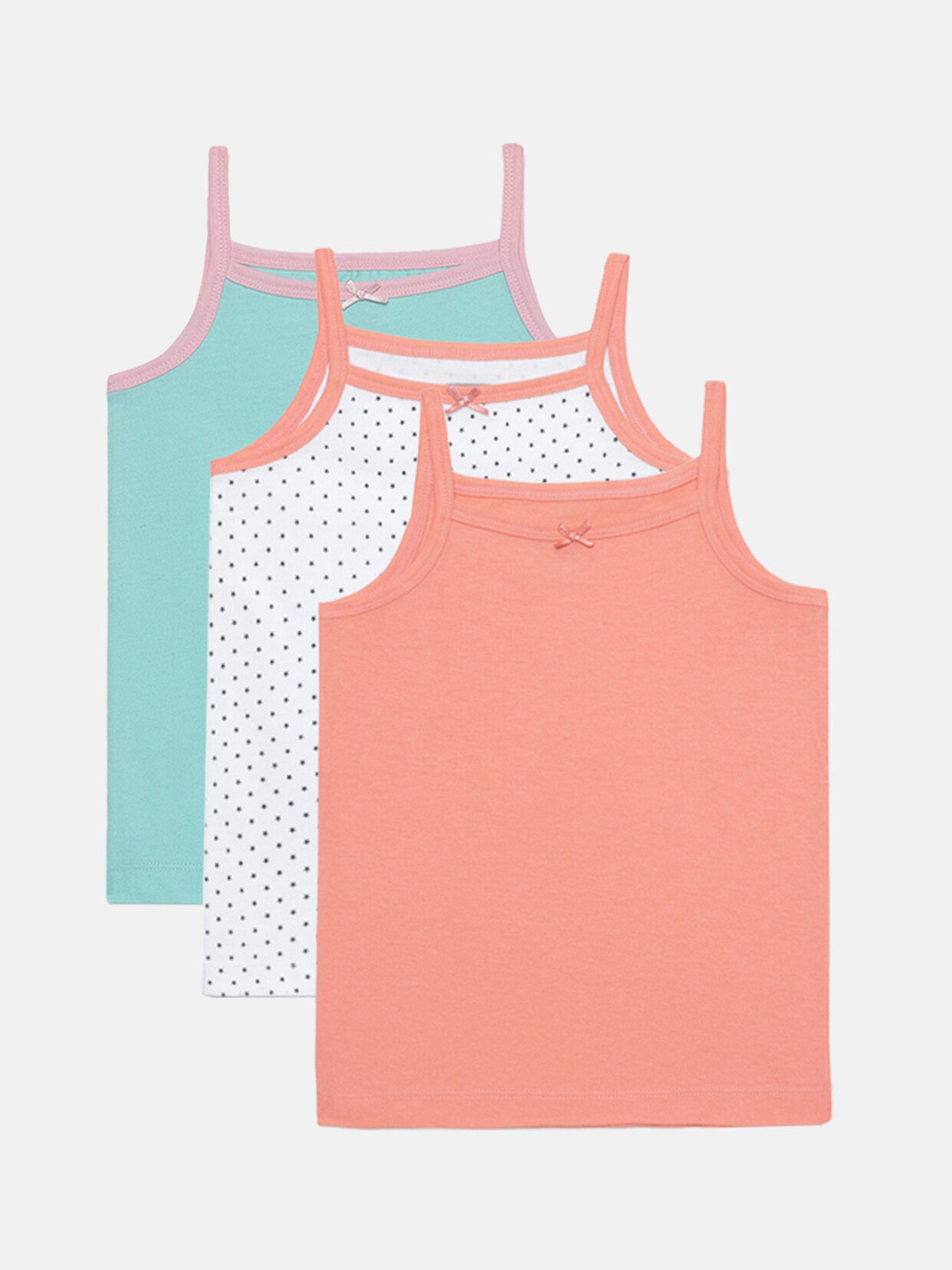

mackly Girls Pack Of 3 Printed Cotton Camisoles, White