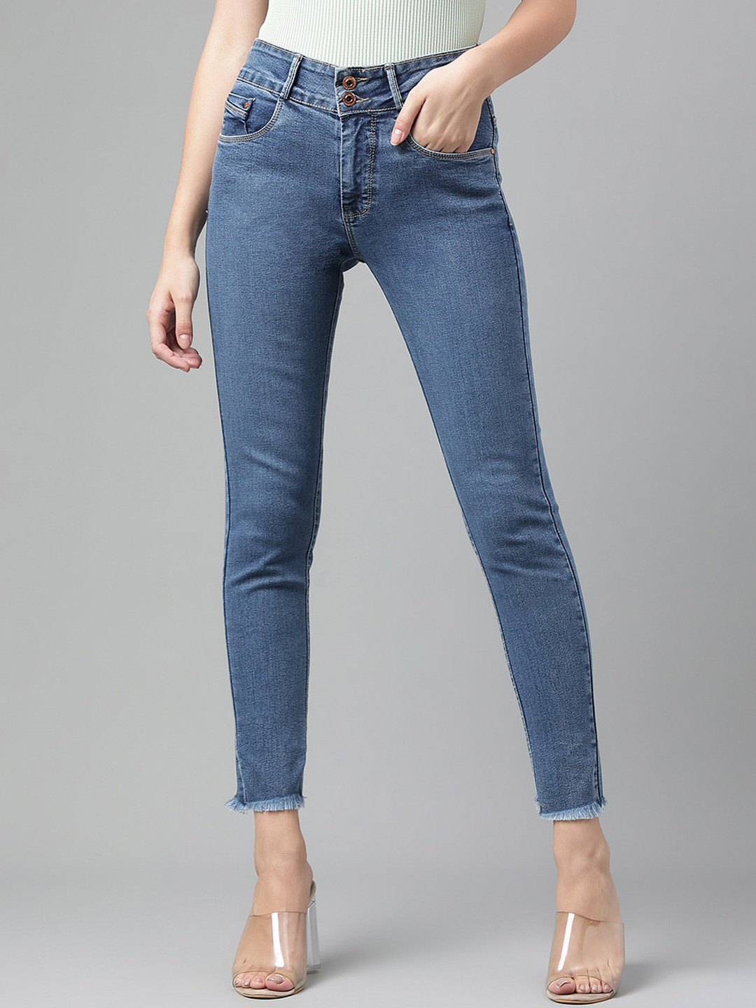 

Code 61 Women Skinny Fit Clean Look Stretchable Jeans, Blue