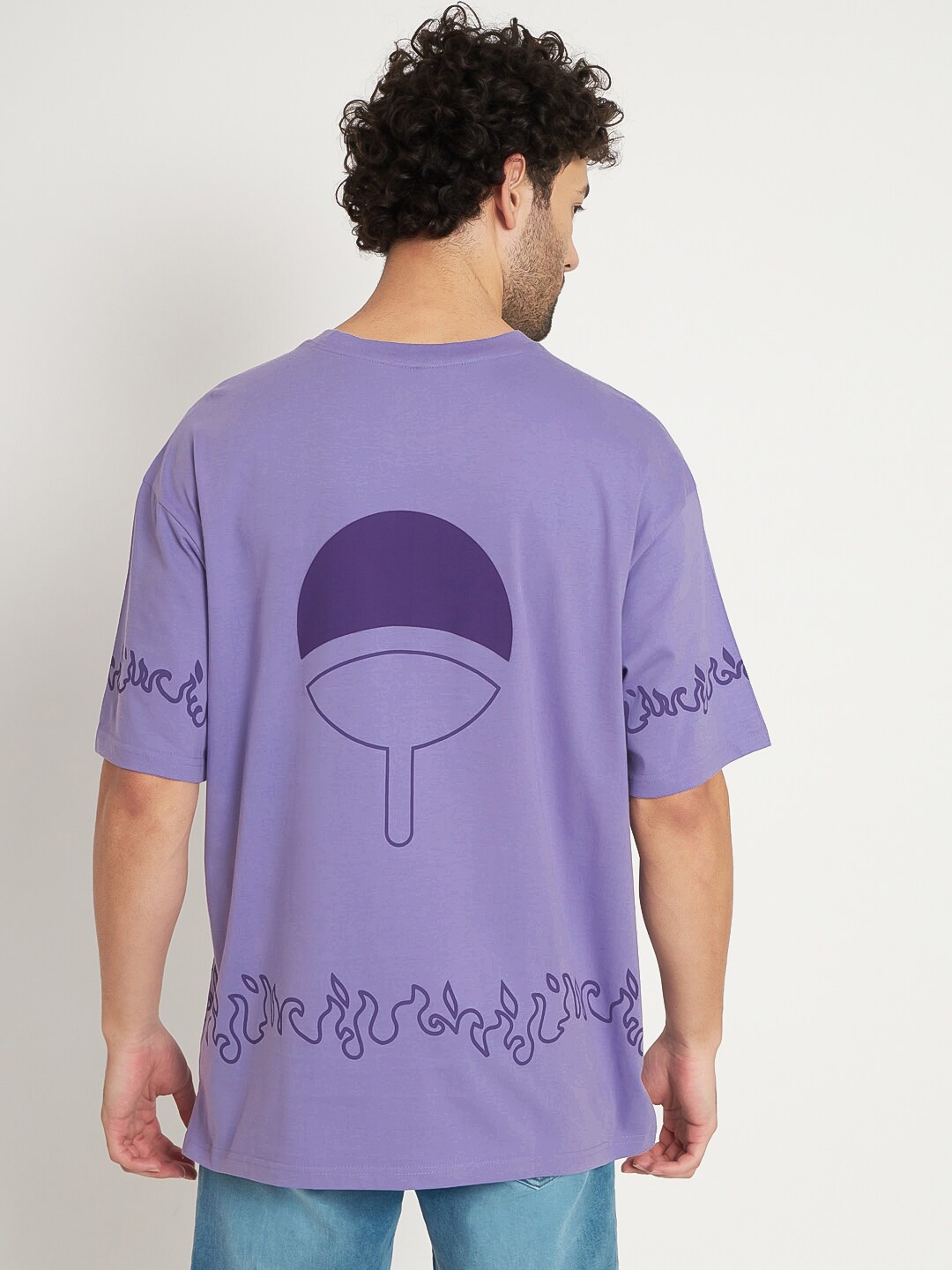 

COMICSENSE Anime Printed Naruto Sage of Shadow Path Cotton Oversized T-shirt, Purple