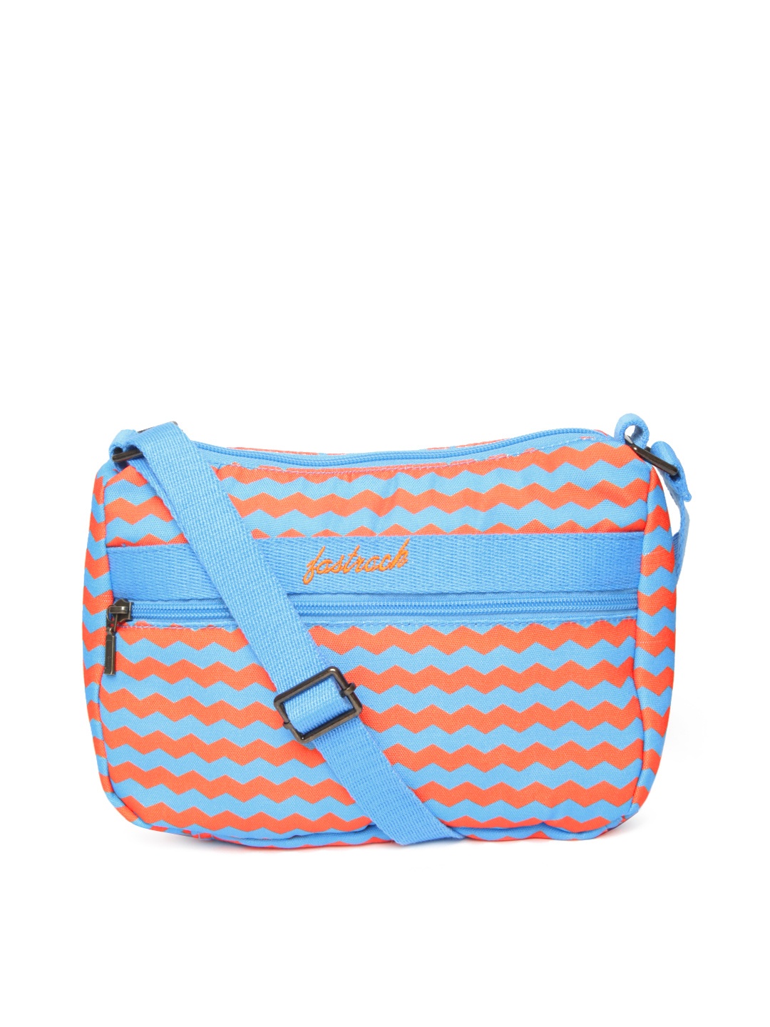 

Fastrack Blue & Orange Chevron Print Sling Bag