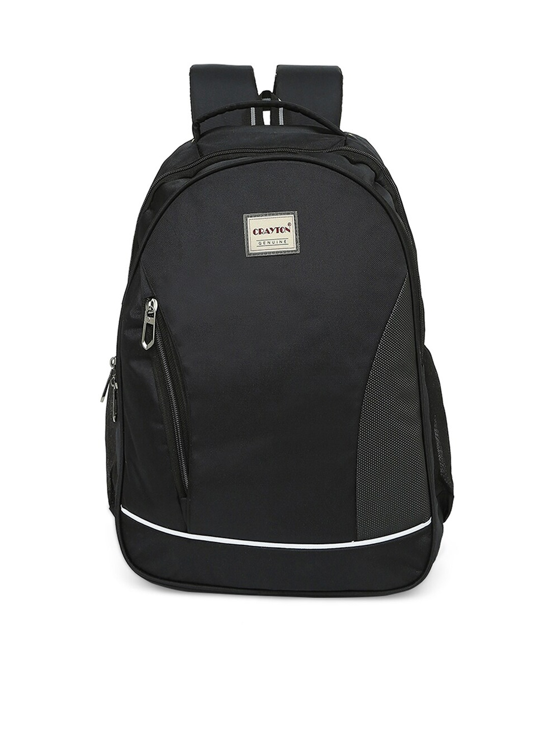 

CRAYTON Unisex Brand Logo 16 Inch Laptop Backpack With Compression Straps, Black