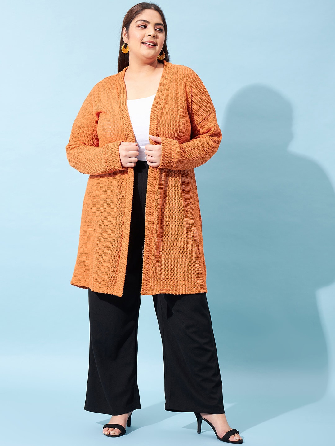 

Athena Ample Self Designed Longline Shrug, Orange