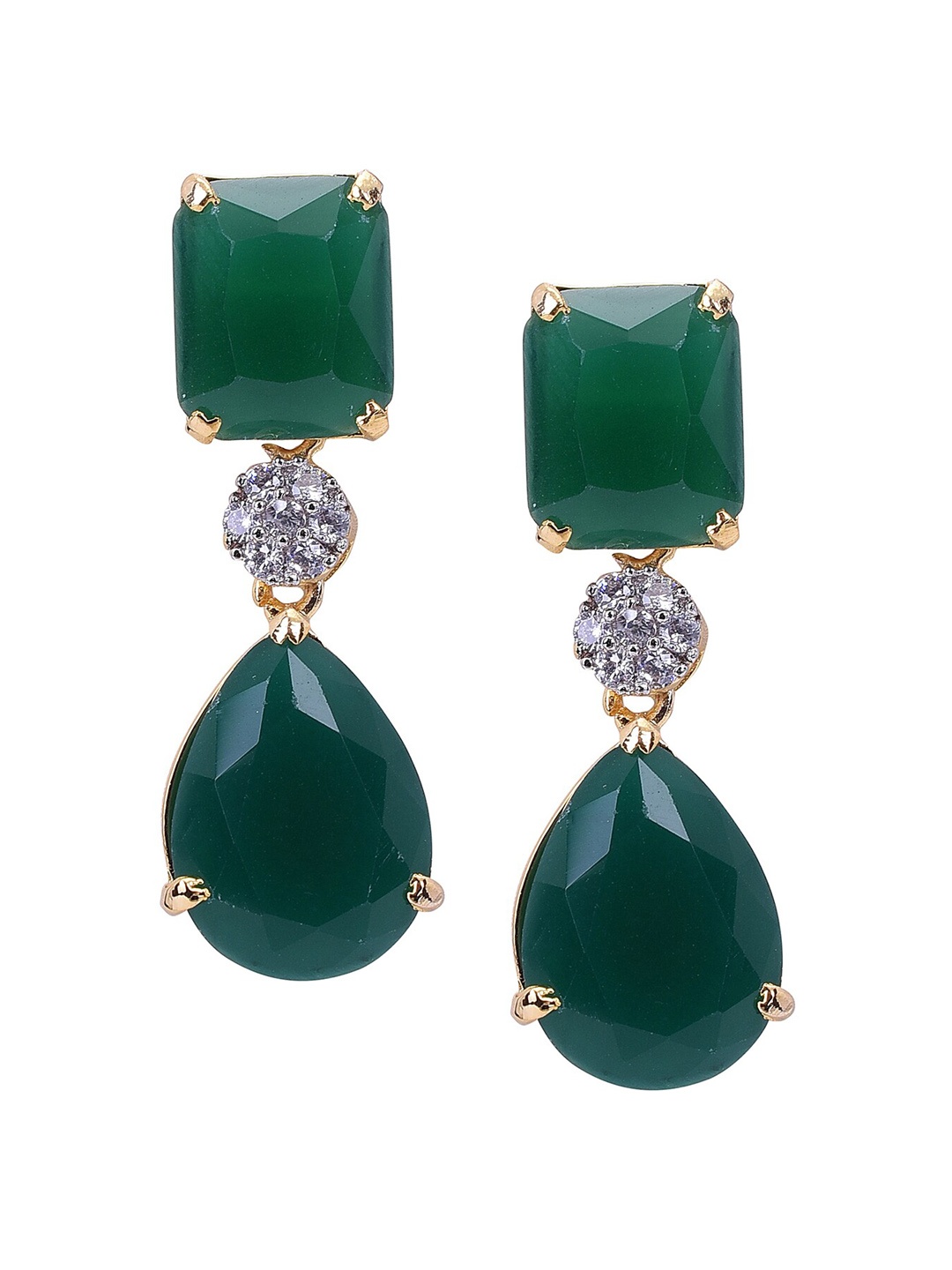 

RATNAVALI JEWELS Gold-Plated Teardrop Shaped Drop Earrings