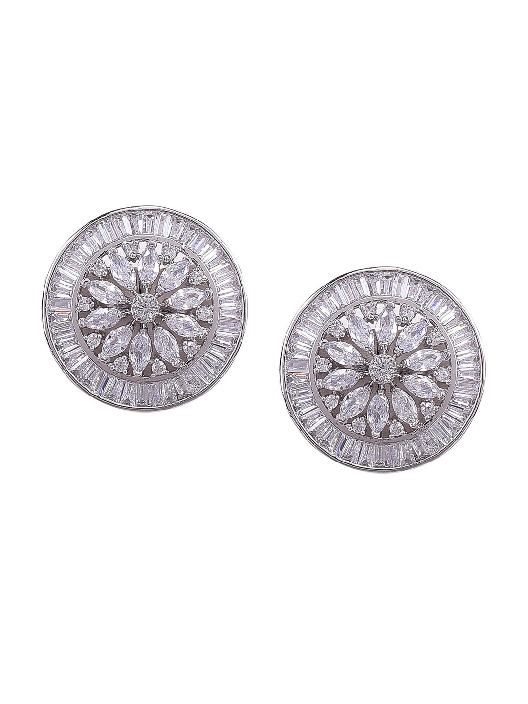 

RATNAVALI JEWELS Floral Studs Earrings, White
