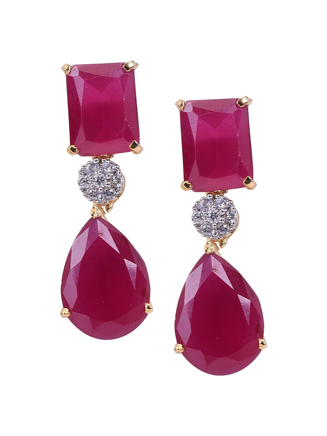 

RATNAVALI JEWELS Floral Drop Earrings, Red