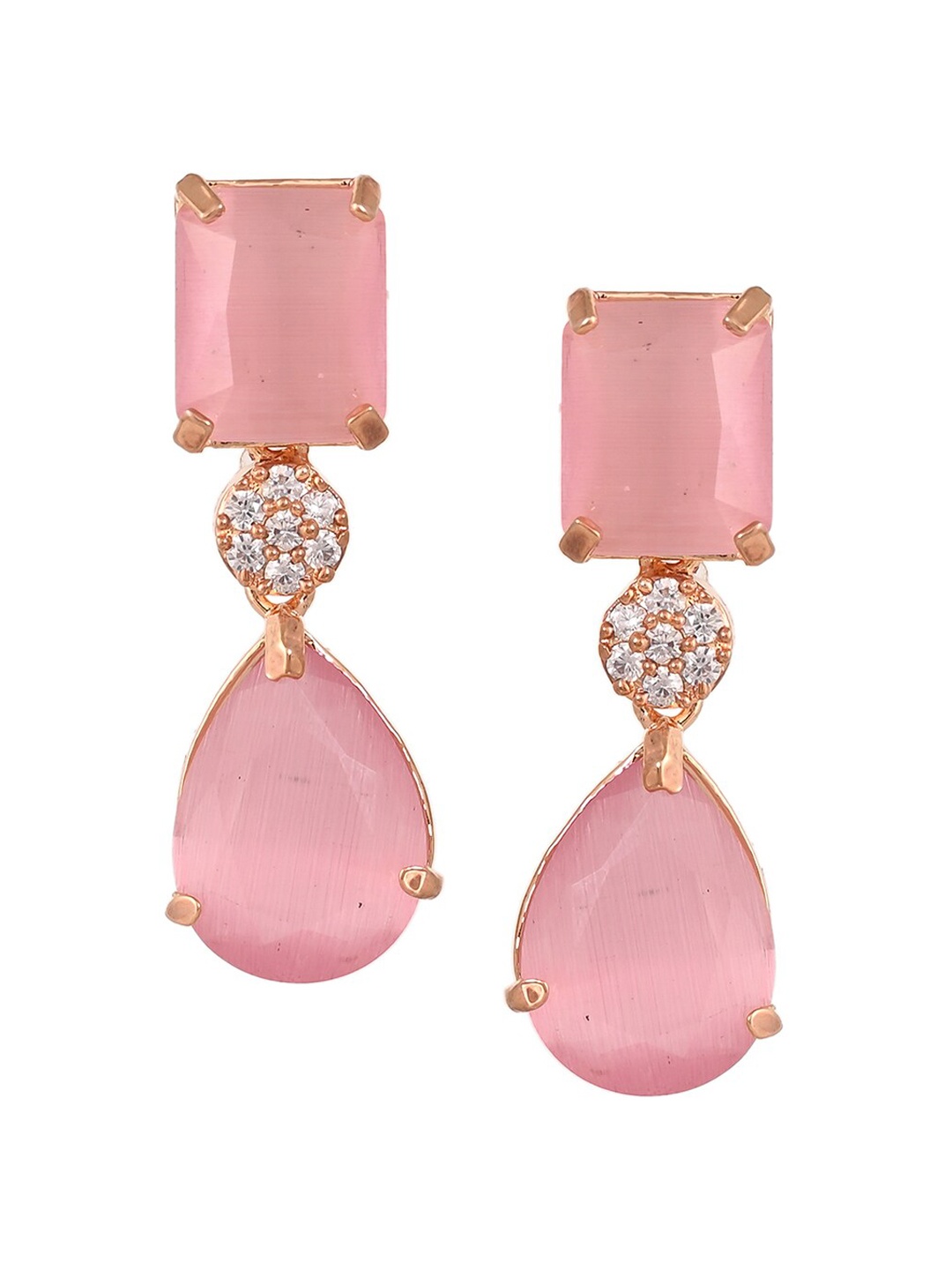 

RATNAVALI JEWELS Floral Drop Earrings, Pink