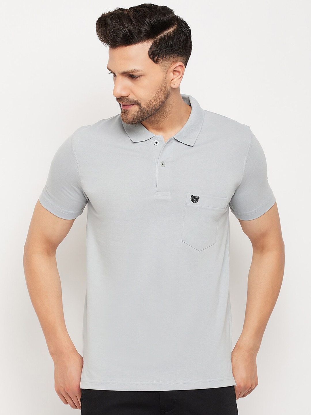 

Duke Polo Collar Cotton T-shirt, Grey