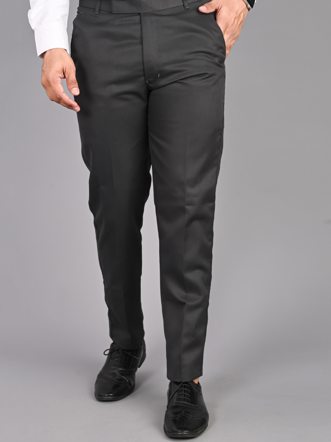 

FUBAR Men Easy Wash Formal Trousers, Grey