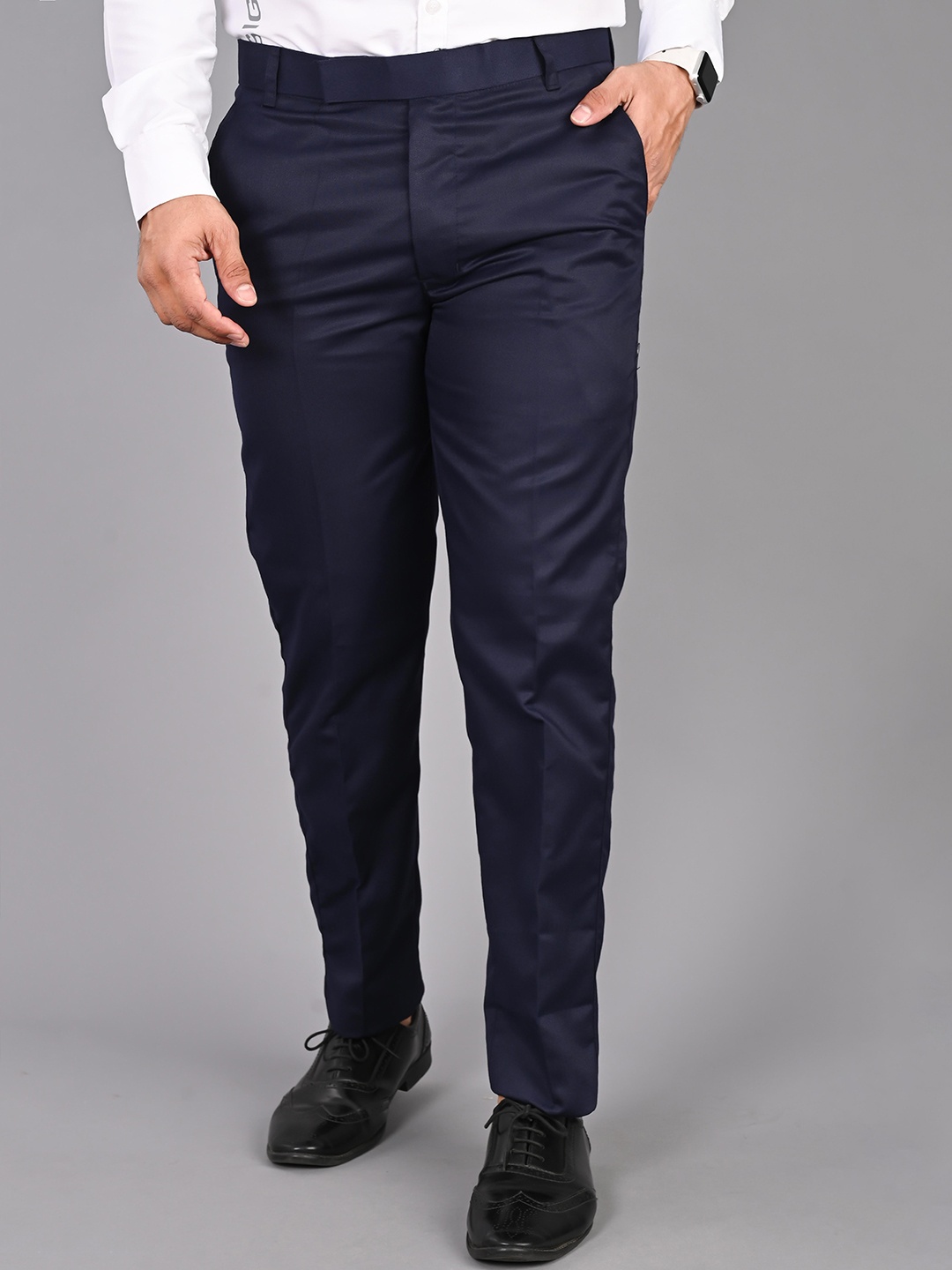 

FUBAR Men Easy Wash Formal Trousers, Blue