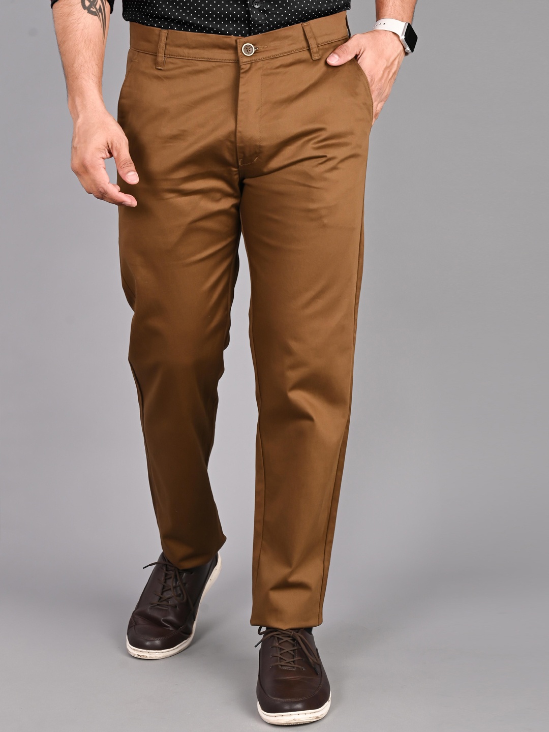 

FUBAR Men Slim Fit Mid-Rise Cotton Chinos, Khaki