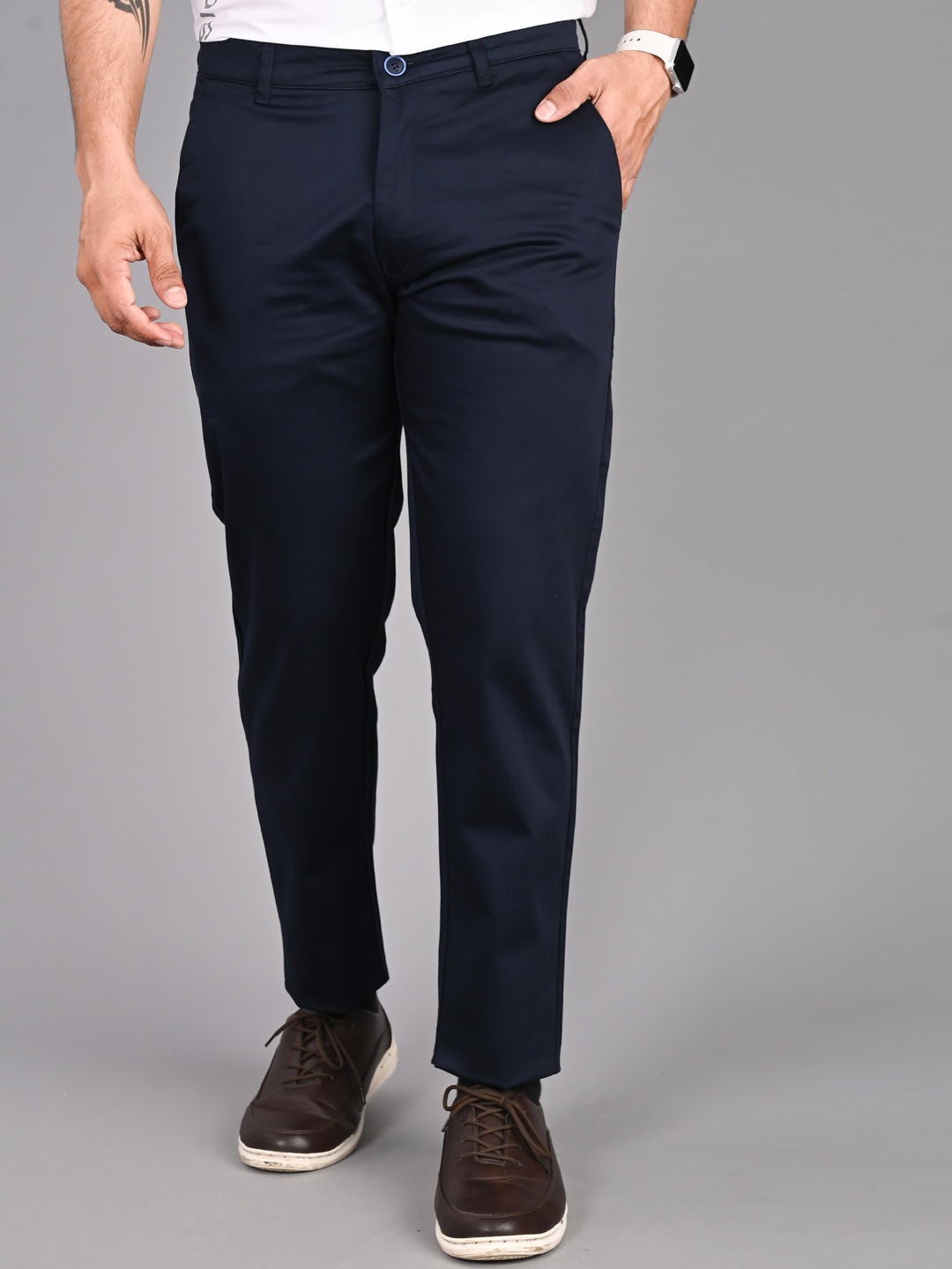 

FUBAR Men Slim Fit Easy Wash Chinos Trousers, Blue