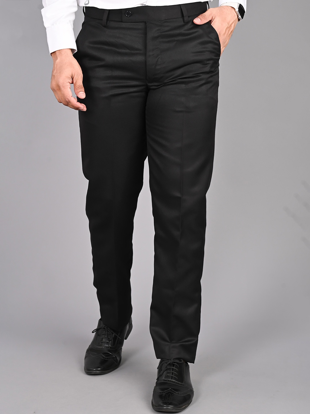 

FUBAR Men Mid Rise Formal Trousers, Black