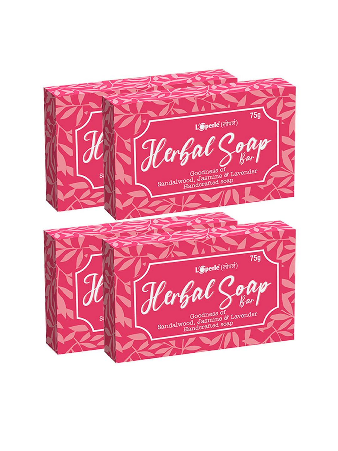 

LOPERLE Set of 4 Handmade Herbal Soap with Sandalwood & Jasmine - 75 g each, Pink