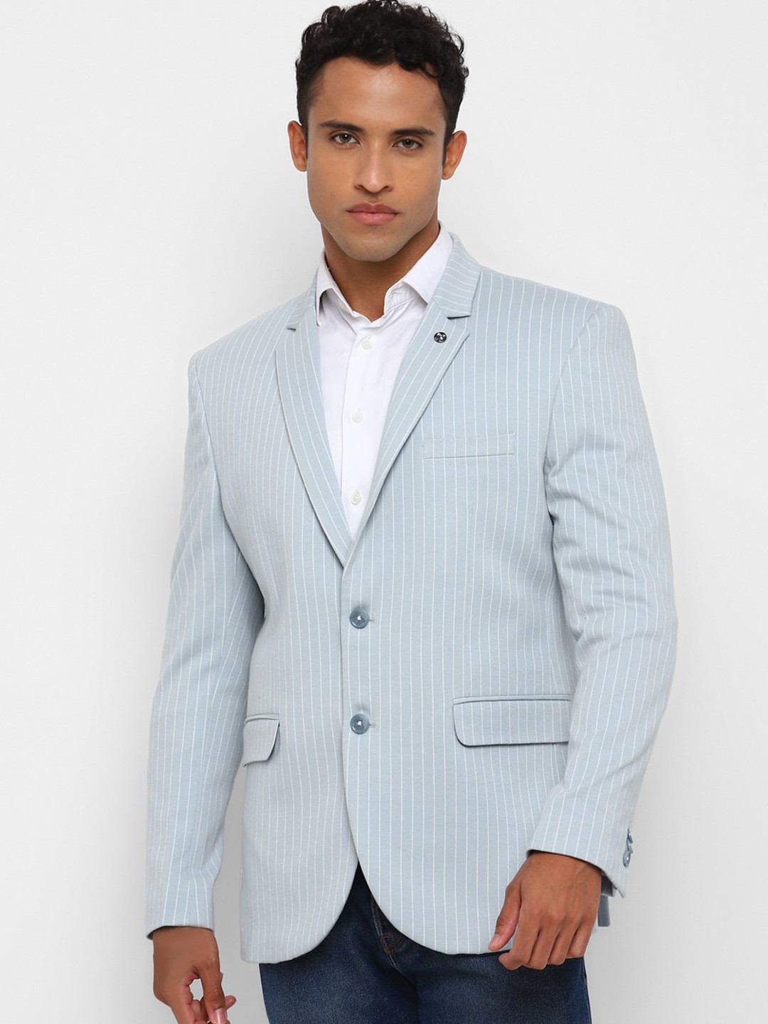 

Spykee Striped Slim Fit Single-Breasted Blazer, Blue