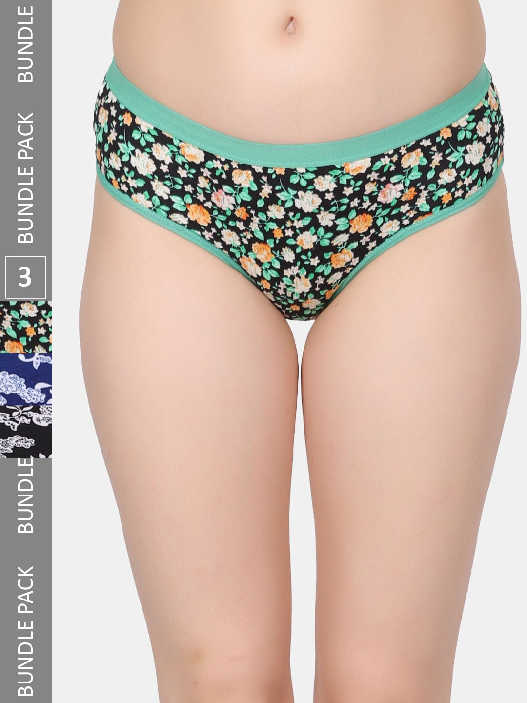 

Amour Secret Pack Of 3 Floral Printed Leak-Proof Hipster Briefs, Green