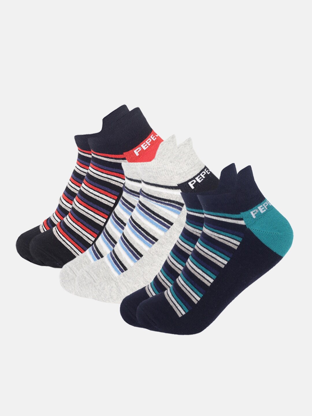 

Pepe Jeans Pack Of 3 Stripe Printed Ankle Length Socks, Black