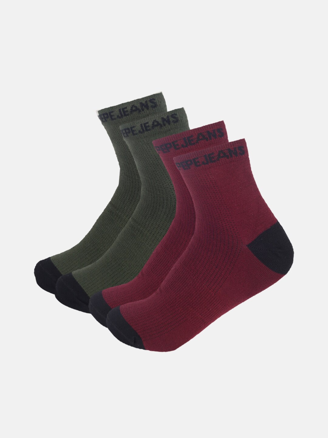 

Pepe Jeans Pack Of 2 Colourblocked Ankle-Length Socks, Maroon