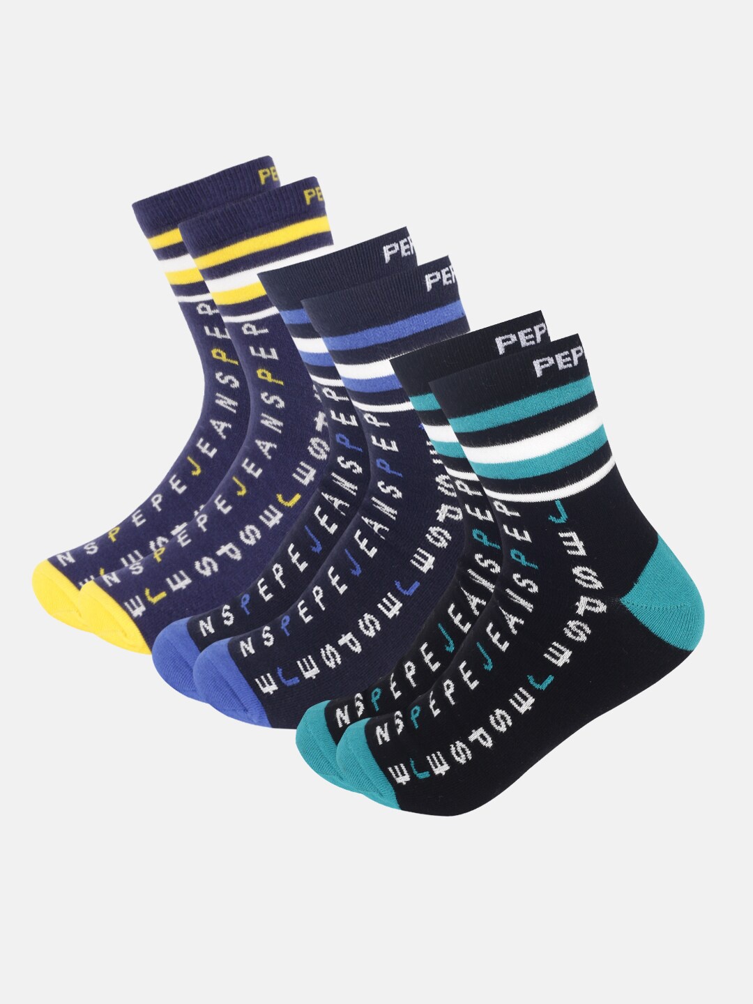 

Pepe Jeans Pack Of 3 Printed Above Ankle-Length Socks, Black