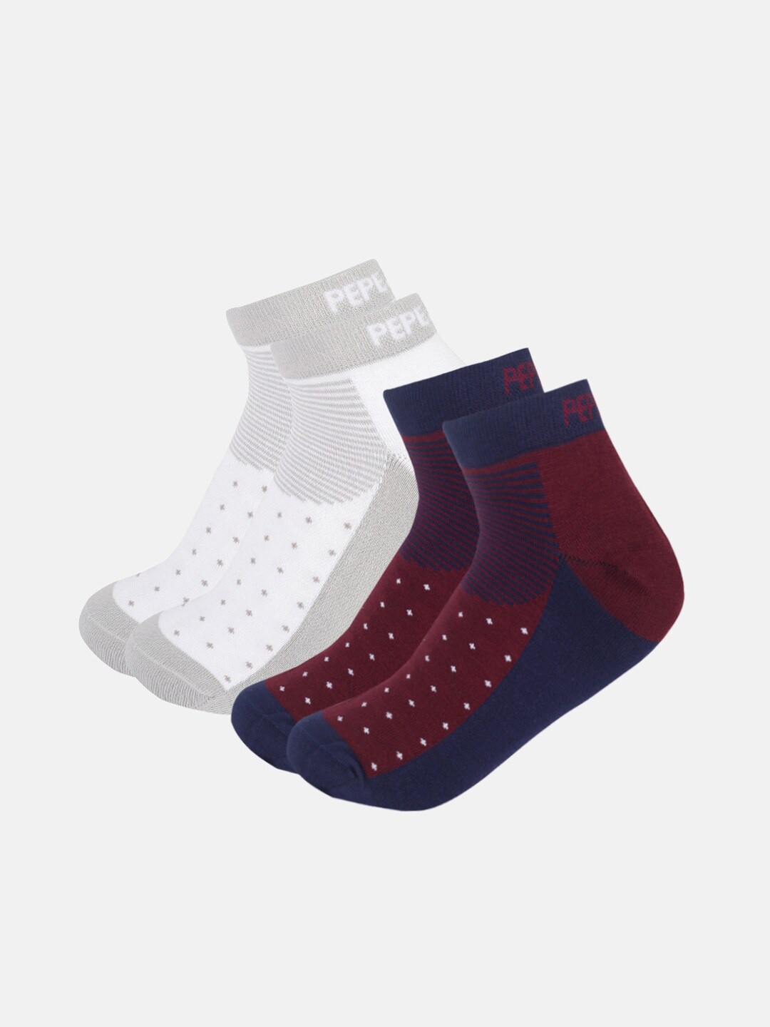 

Pepe Jeans Men Pack Of 2 Patterned Ankle-Length Socks, Maroon