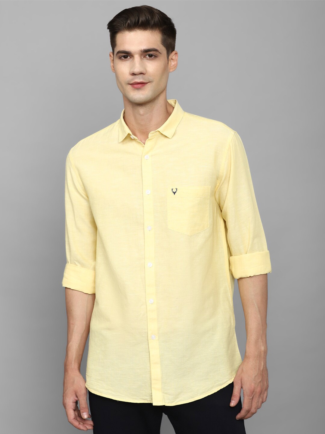 

Allen Solly Slim Fit Casual Cotton Linen Shirt, Yellow