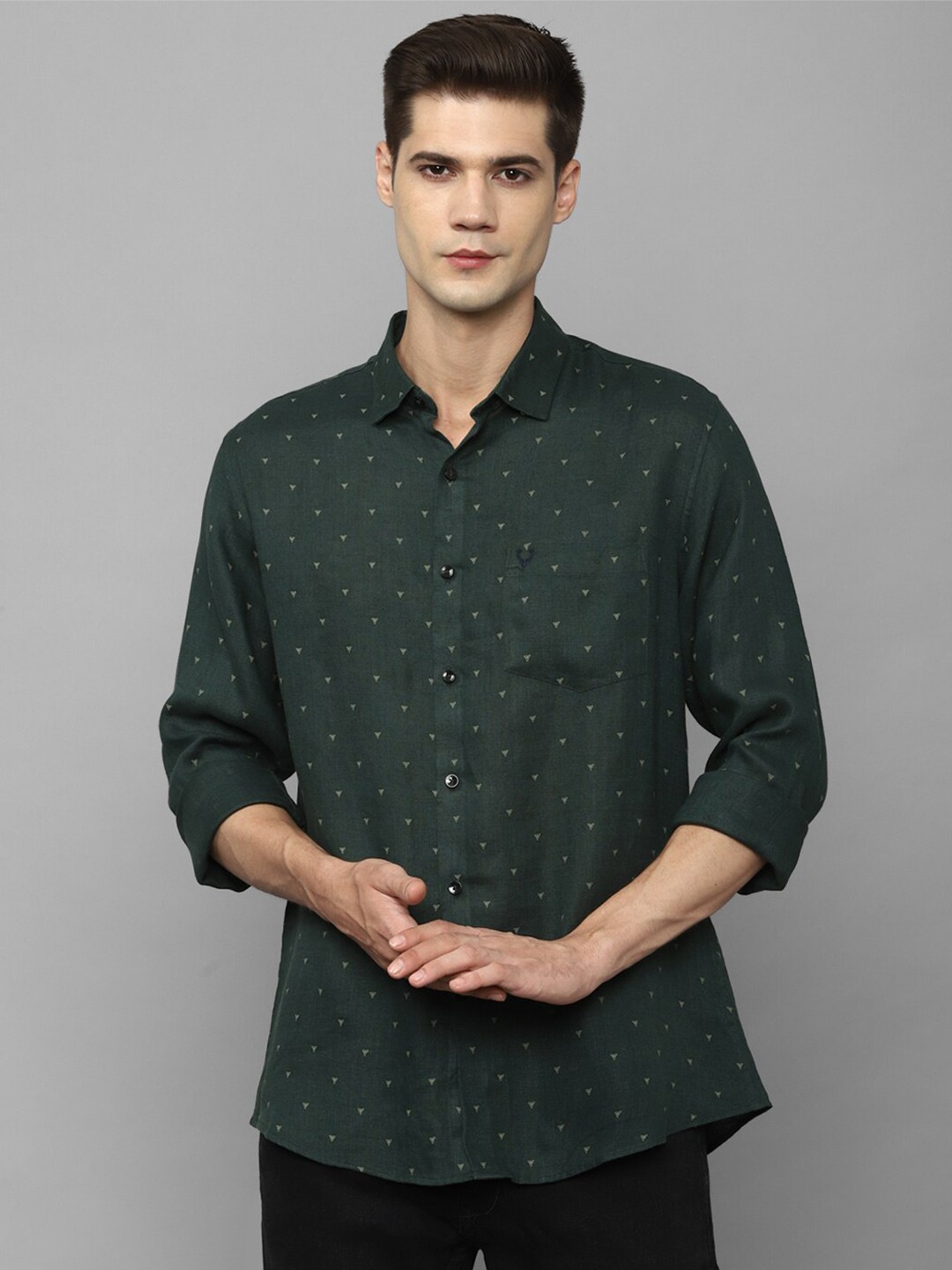 

Allen Solly Micro Ditsy Printed Slim Fit Linen Casual Shirt, Green