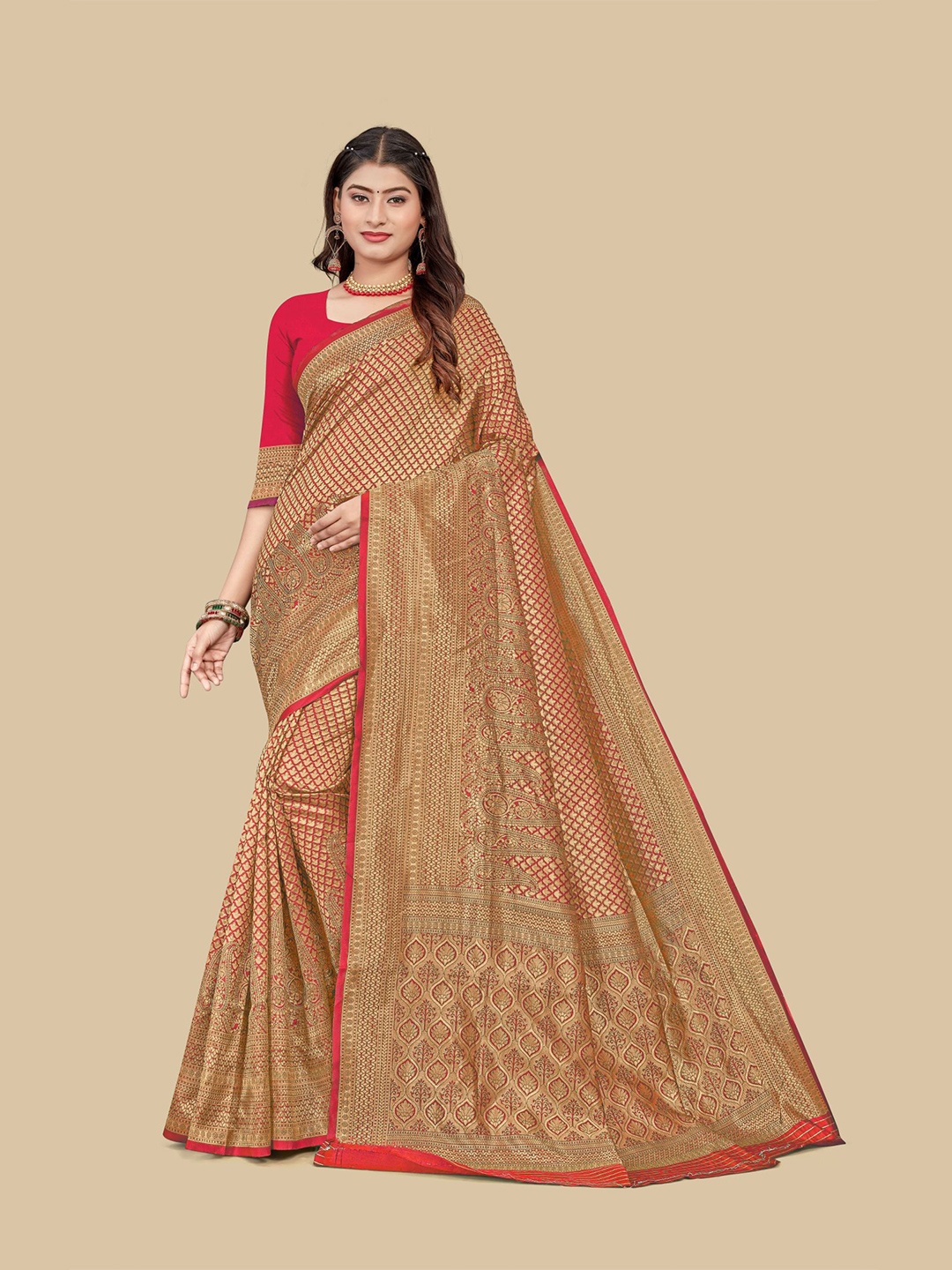 

Dori Woven Design Zari Saree, Pink