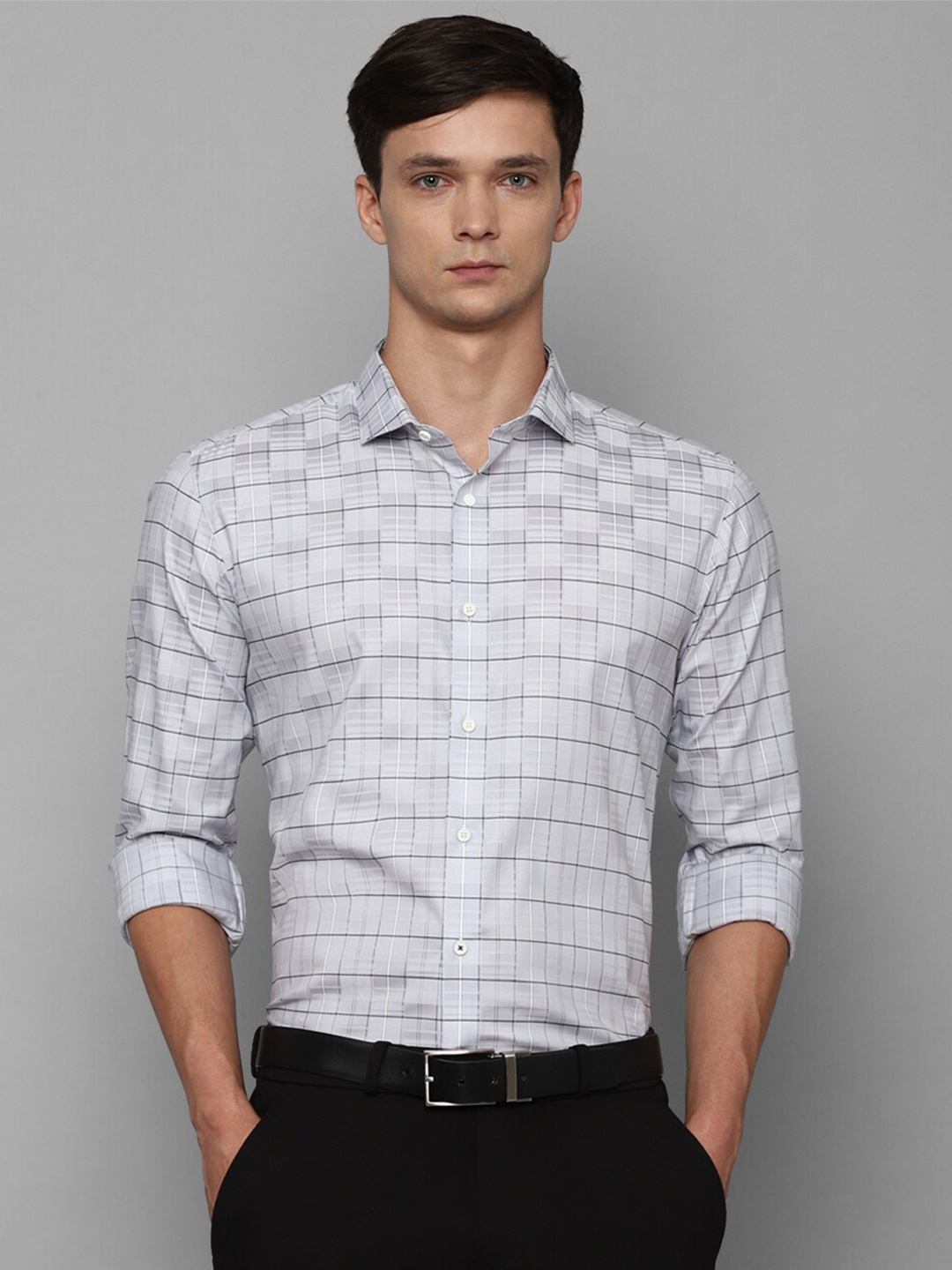 

Louis Philippe Sport Slim Fit Opaque Checked Formal Shirt, Grey