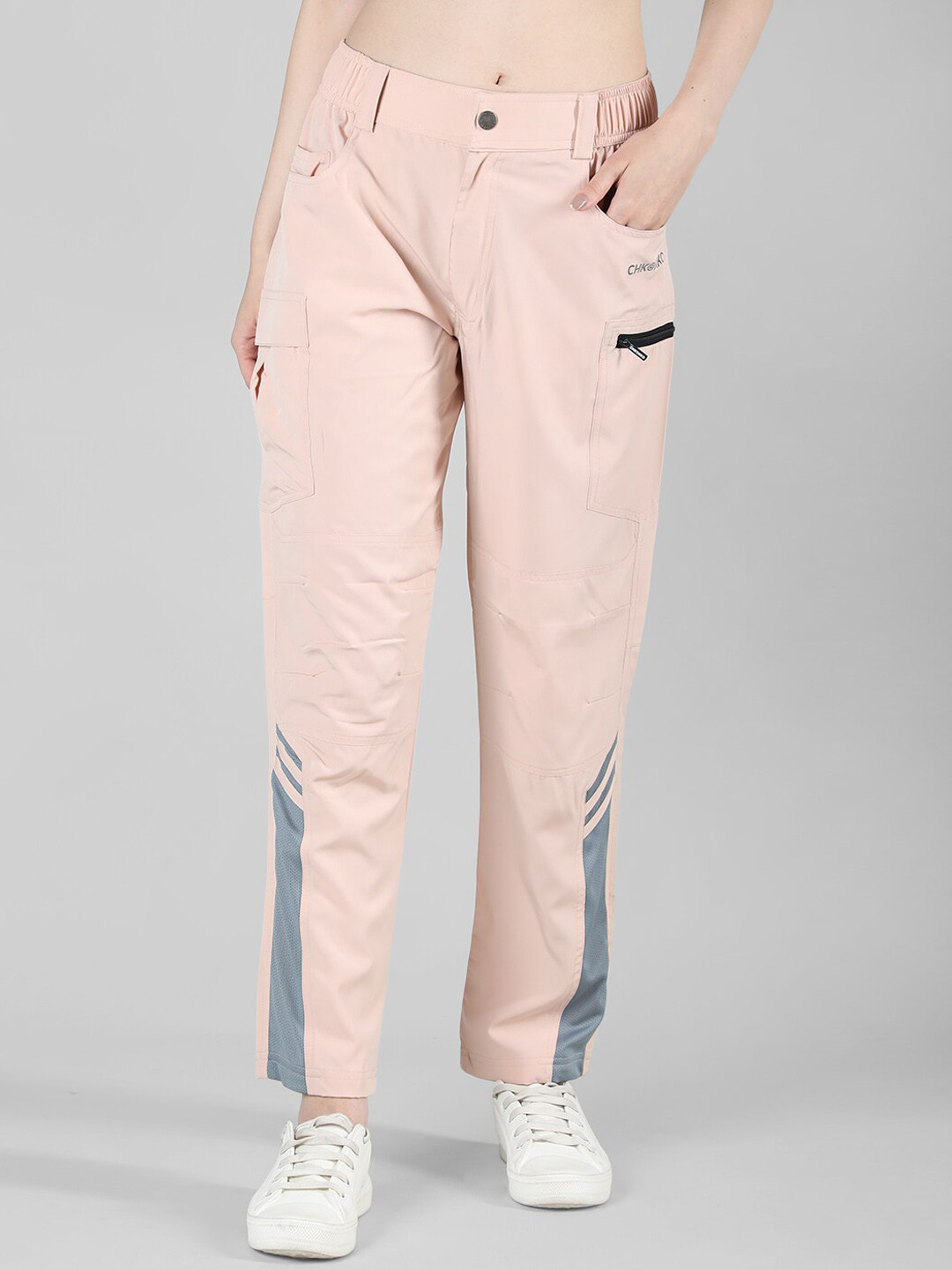 

CHKOKKO Women Mid-Rise Track Pants, Peach