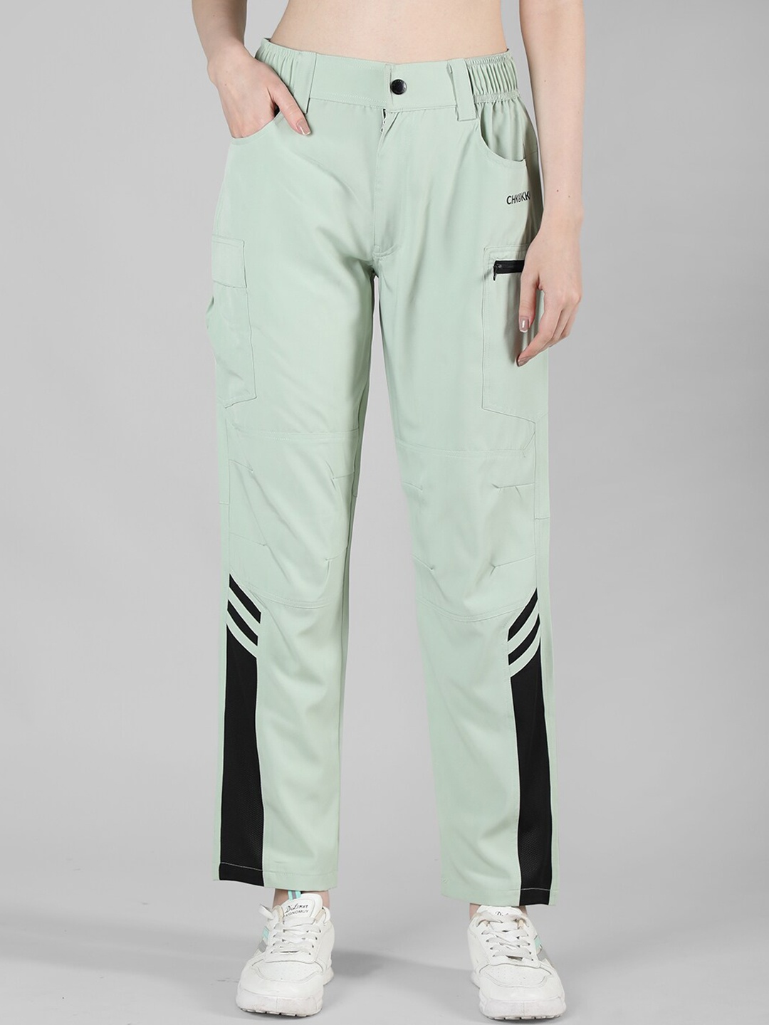 

CHKOKKO Women Mid Rise Track Pants, Green
