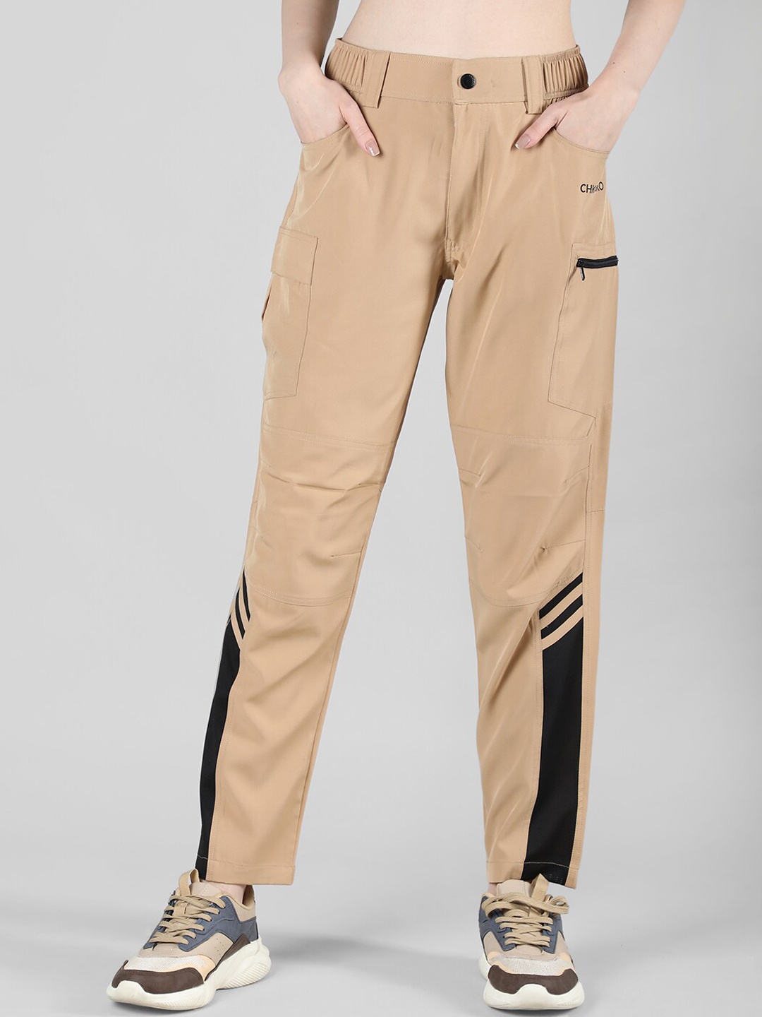 

CHKOKKO Women Mid Rise Sports Jogger, Camel brown
