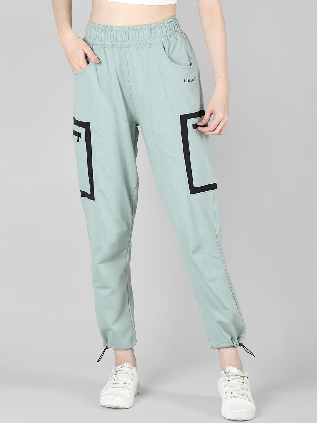 

CHKOKKO Women Mid Rise Sports Track Pants, Green