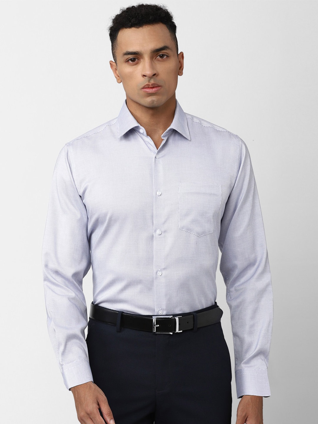 

Van Heusen Self Design Pure Cotton Formal Shirt, Blue
