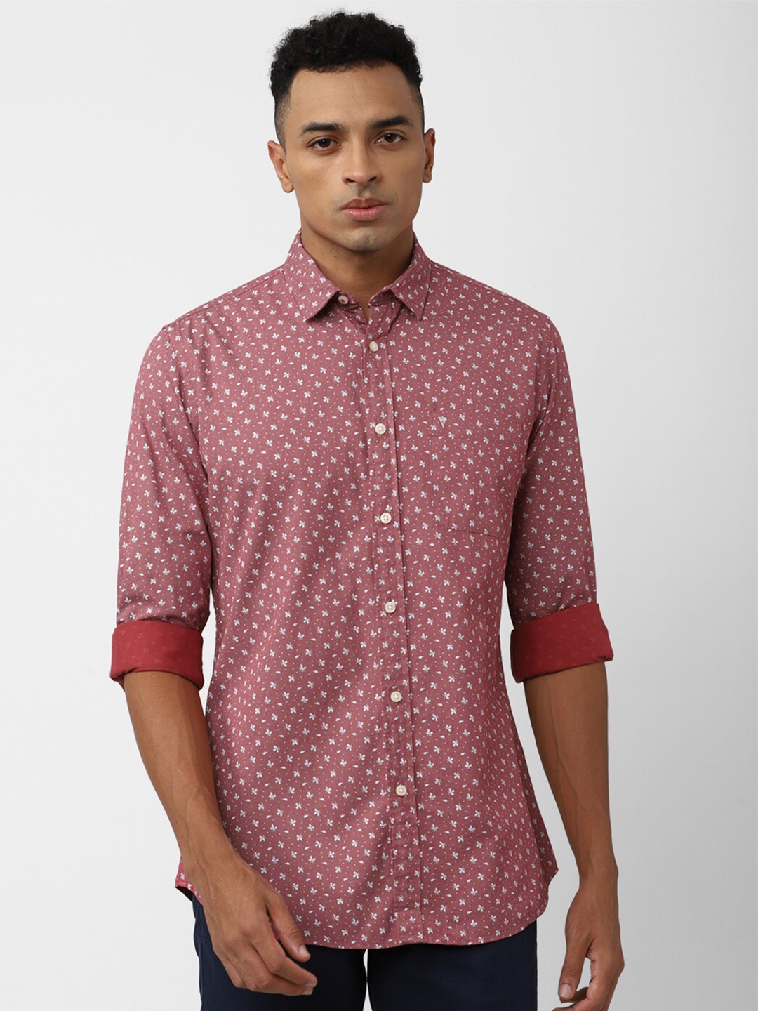 

Van Heusen Sport Slim Fit Floral Printed Pure Cotton Casual Shirt, Red
