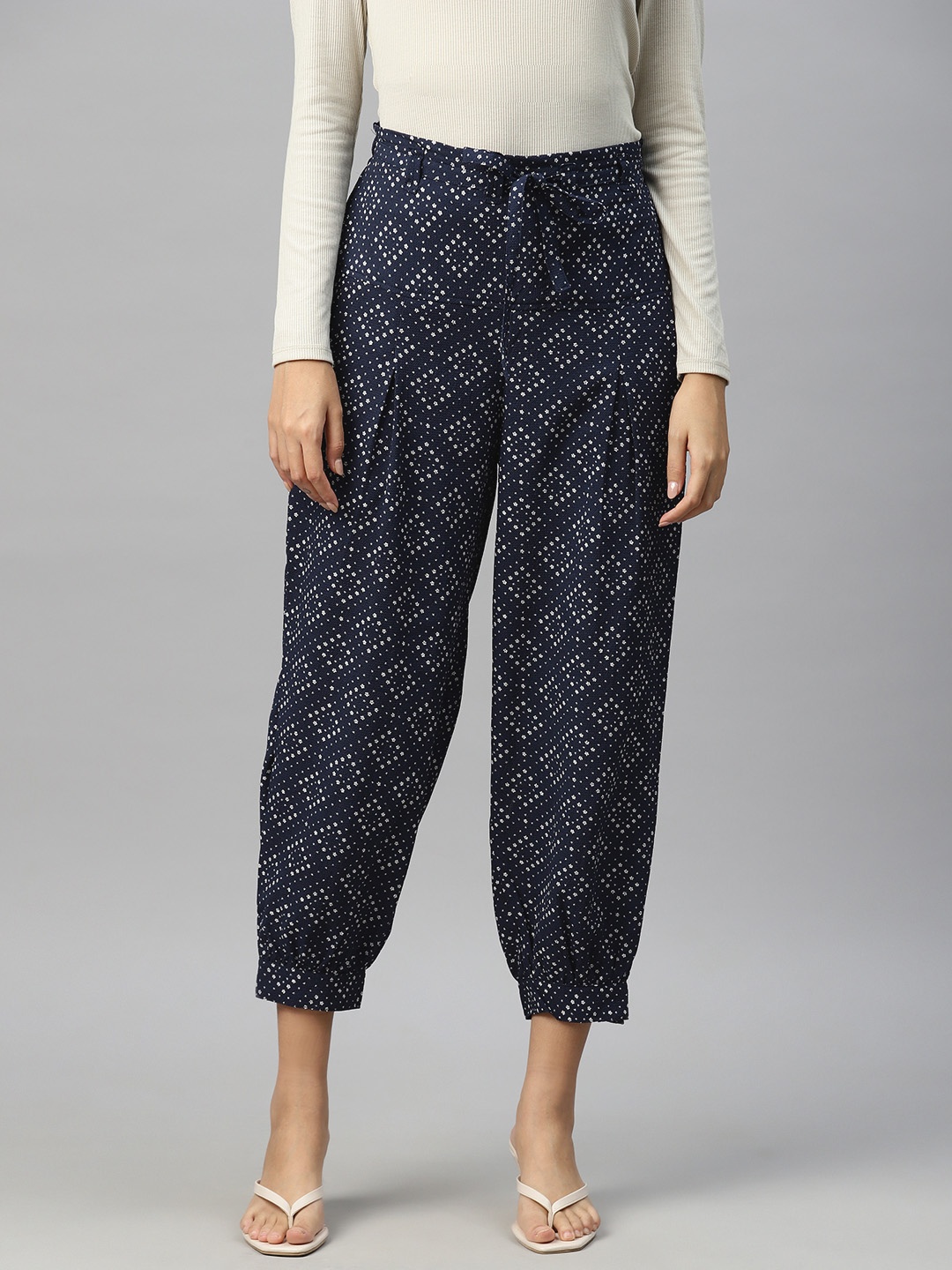 

Ayaany Abstract Printed Fusion Harem Pants, Navy blue