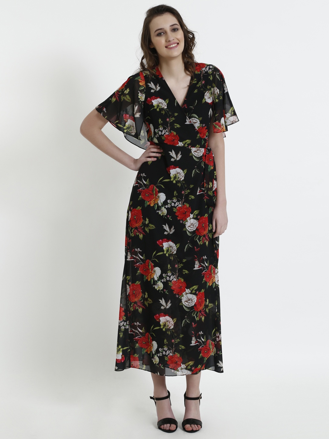 

COVER STORY Women Black Floral Printed Maxi Dress