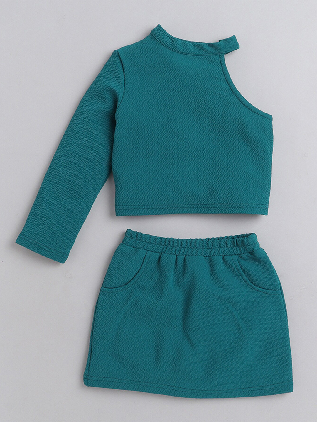 

taffykids Girls One Shoulder Top With Skirt, Green