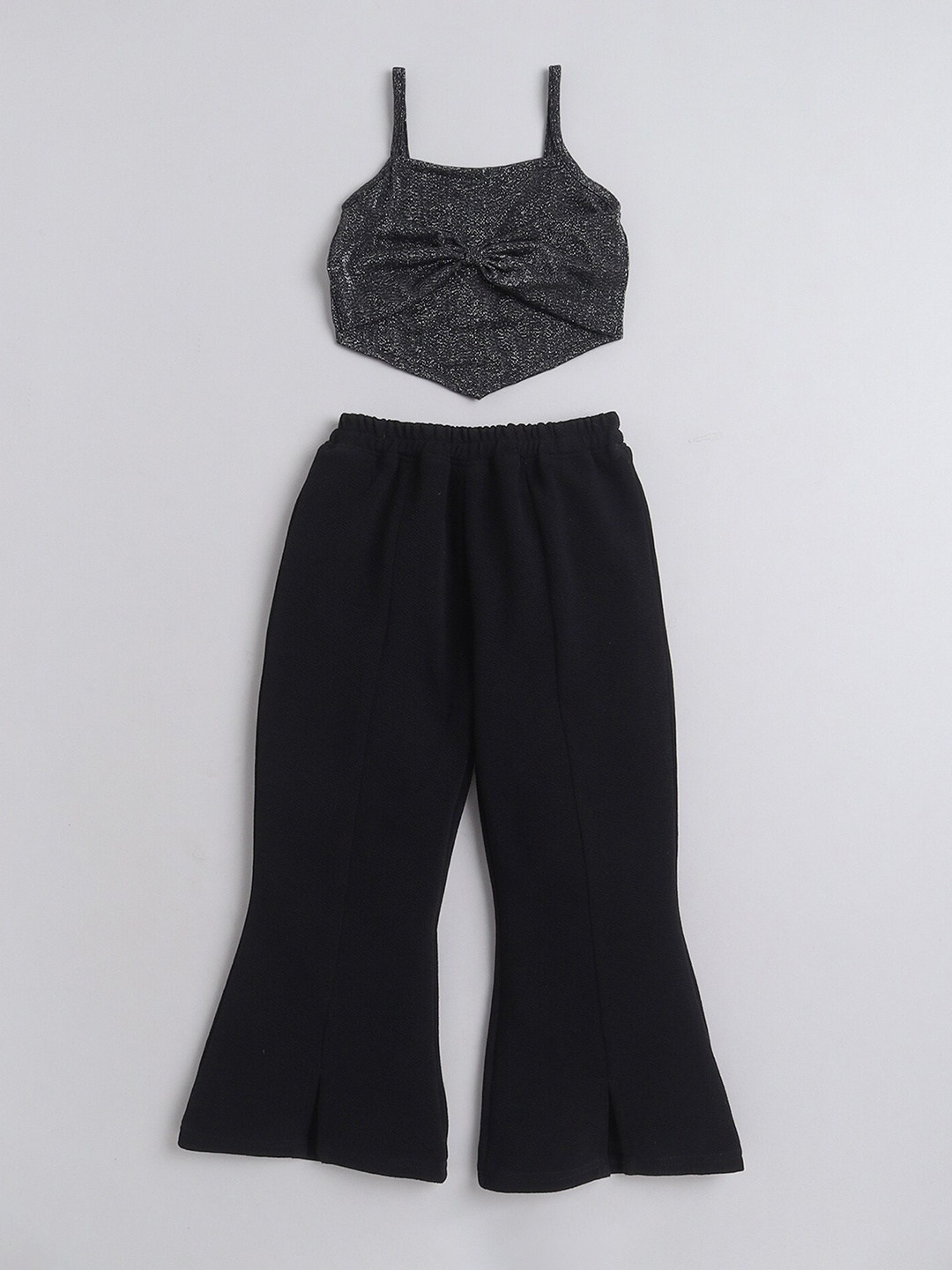 

taffykids Girls Shimmer Crop Top With Trousers, Black